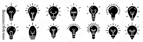 Light bulb icons set,Bright bulb illustration collection.Energy lamps line icon
