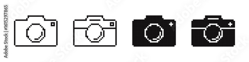 Camera icon set. Photo camera in flat style. Vector illustration.