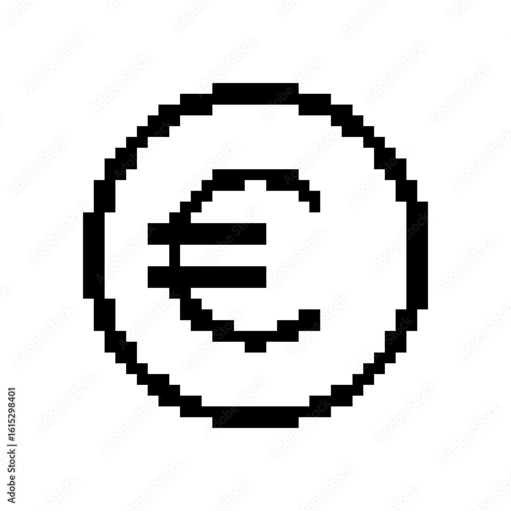 Fototapeta premium Coin pixel icon. Dollar coin. Pixel art.