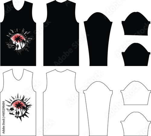 Blank tank top and sleeve templates for apparel design