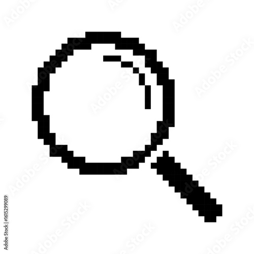 Search pixel icon. Magnifying glass, loupe, magnifier. Pixel art.