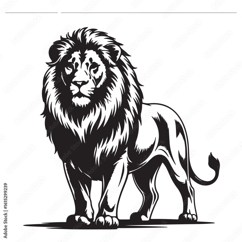 Obraz premium Majestic lion standing proudly with detailed mane