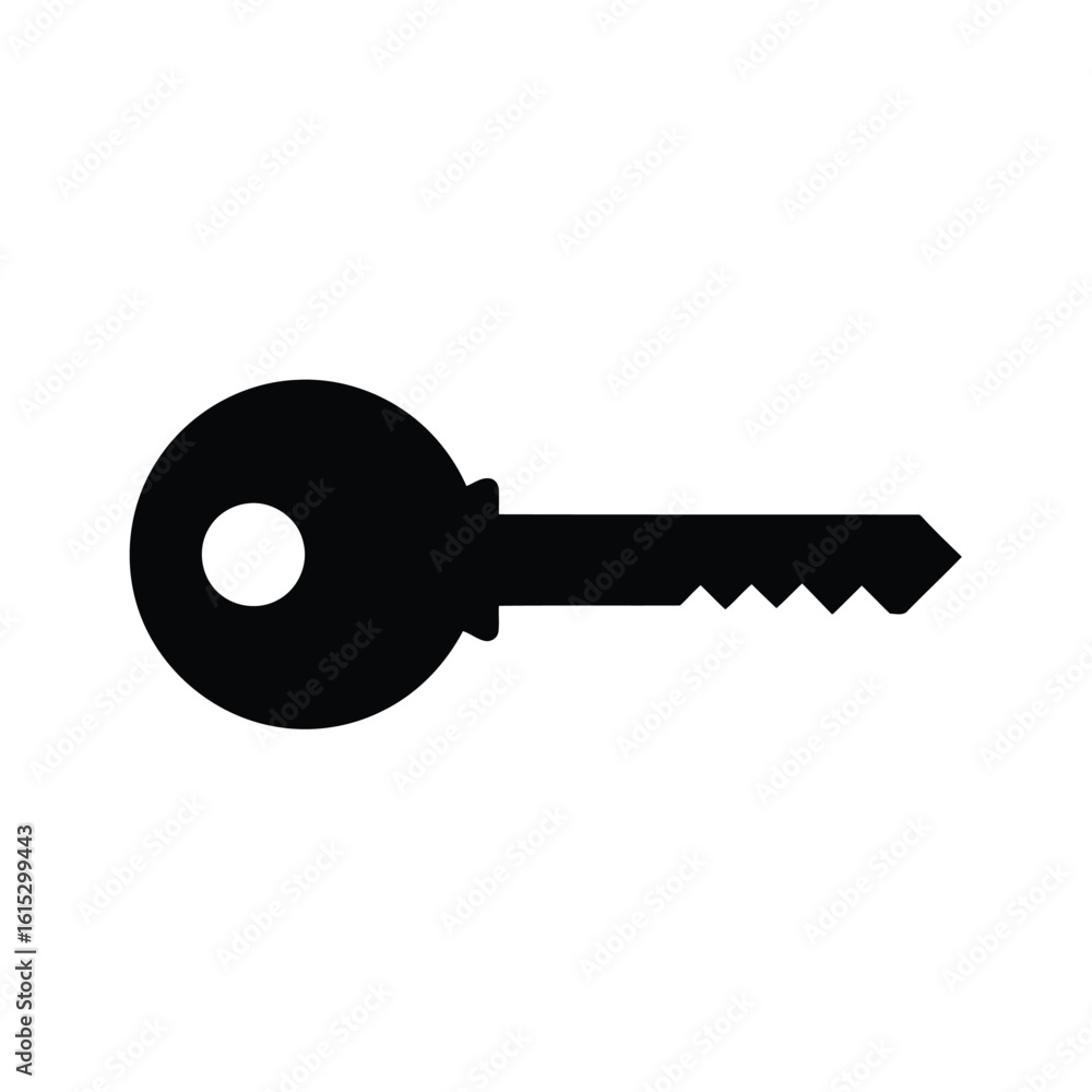 Vector illustration of a black silhouette of a key isolated on white Vector illustration of a black silhouette of a key isolated on white