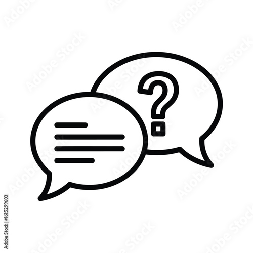 Vector illustration of speech bubbles with a question mark, symbolizing communication and inquiry