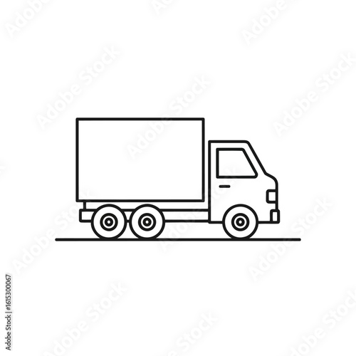 Vector illustration of line art illustration of a delivery truck on a white background