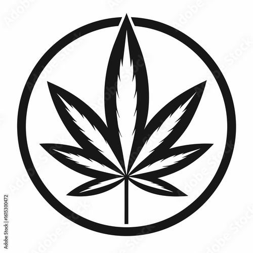 Black and White Cannabis Leaf Symbol.
