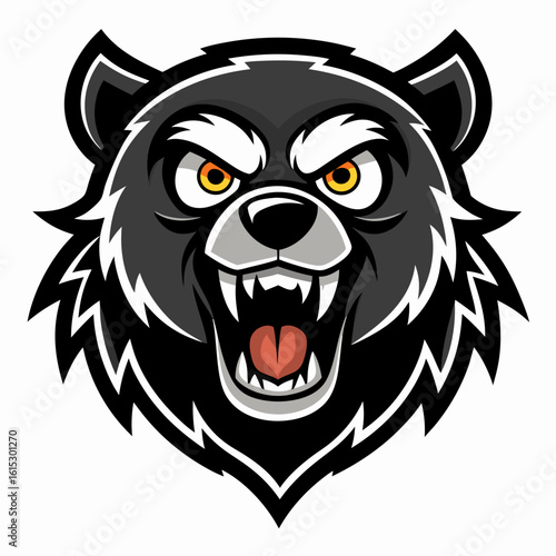Wallpaper Mural Fierce Black Wolf Head Mascot Logo. Torontodigital.ca