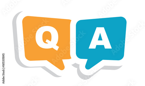 FAQ, Q and A questions and answers icon. 