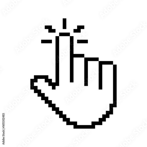 Hand cursor pixel icon. Pointer clicking symbol. Pixel art.