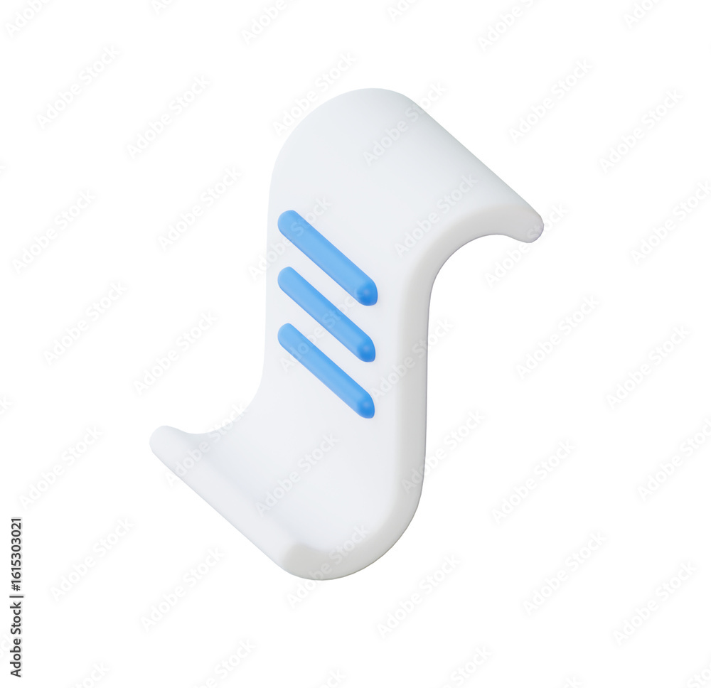 Modern 3D Render: White Document Icon, Blue Highlights Modern 3D Render: White Document Icon, Blue Highlights