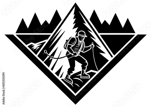 Mountain Climber Adventure Logo - Mountaineering & Outdoor Ascent Emblem