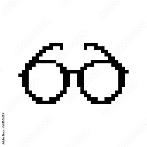 Eye glasses pixel icon. Retro glasses symbol. Pixel art.