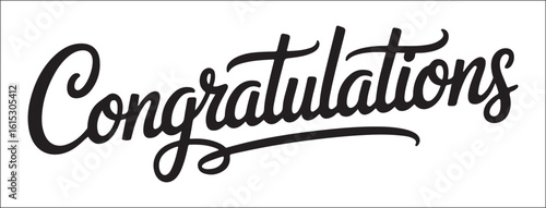 Congratulations typography design with stylish vector lettering, decorative font art for graduation cards, wedding wishes, achievement banners, printable tags, certificates, and social media posts