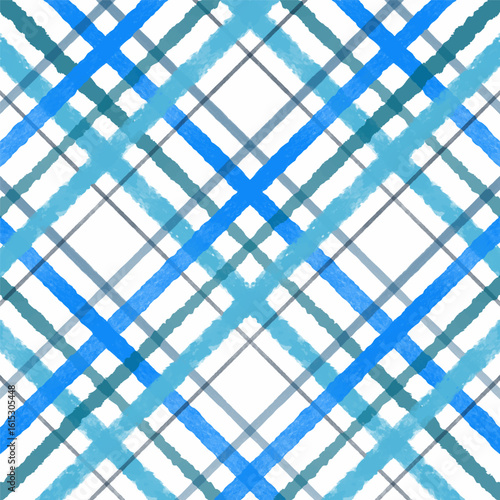 Hand painted watercolour blue themed plaid pattern design 0210