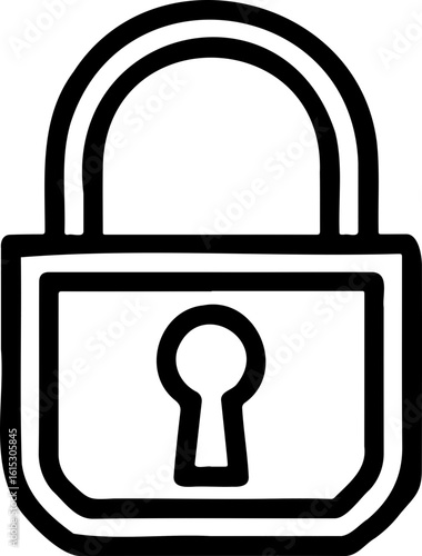 Illustration of a simple padlock with a rounded shackle and keyhole in a black outline style