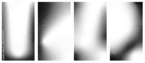 Halftone backgrounds set. Collection of rectangles banner with noise gradient stipple dots pattern. Grunge halftone gradient vector texture	
 set of silver