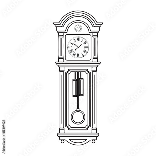 Ornate grandfather clock silhouette