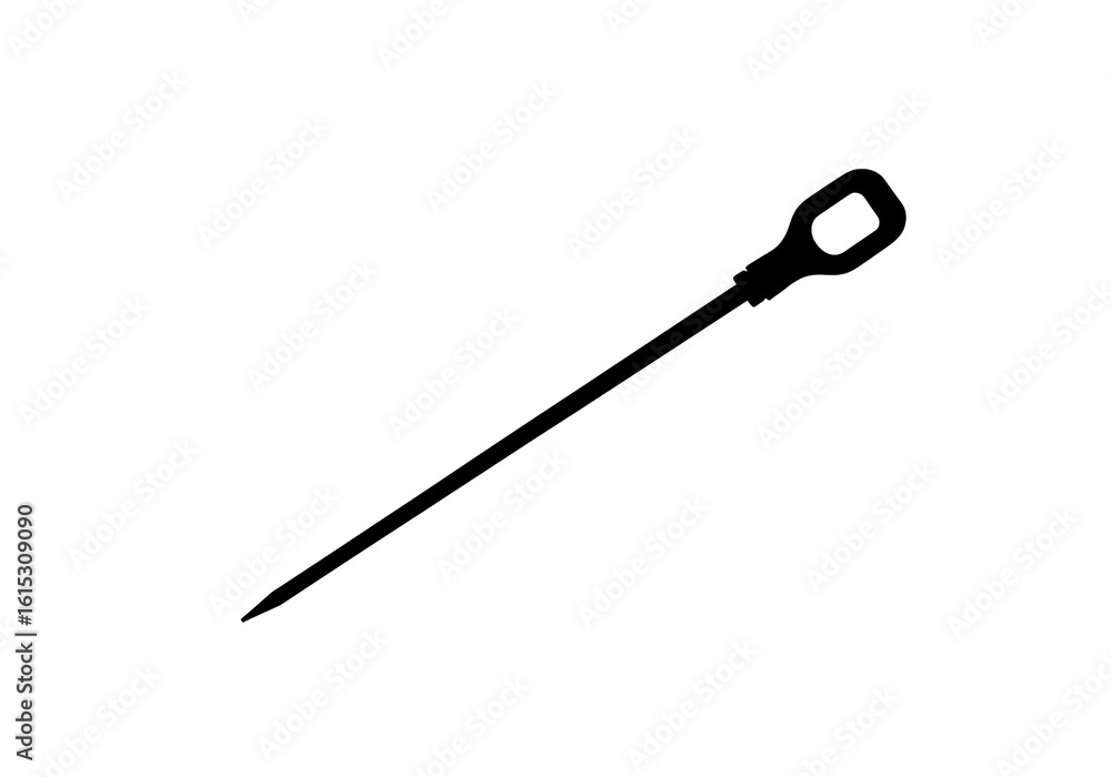 Obraz premium A black silhouette of a dipstick with a rectangular handle on a white background image