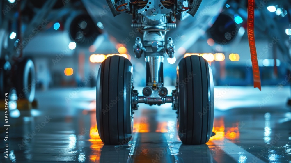 Fototapeta premium Airplane landing gear hangar