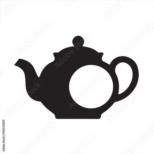 Silhouette Style Vector Teapot Logo Icon – Minimal Tea Pot Symbol for Café, Kitchen, or Beverage Branding, Elegant Monochrome Kitchenware Graphic Design for Print, Packaging, and Web Use