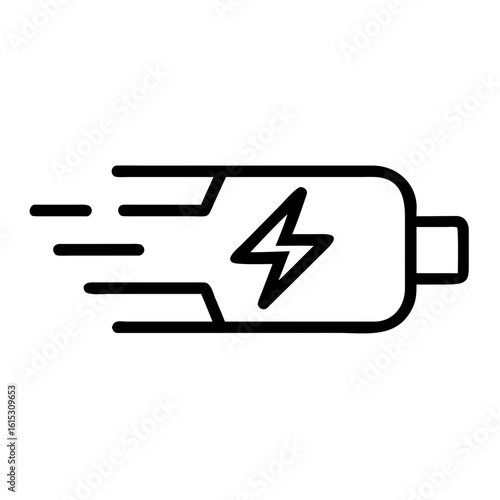 Fast charging icon with a dynamic design in outline style for technology and efficiency concepts