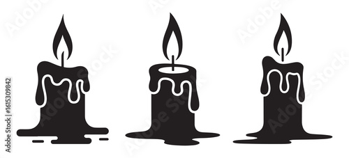 Three dripping candles silhouette