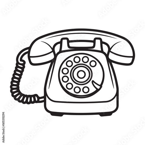 Vintage rotary dial telephone silhouette
