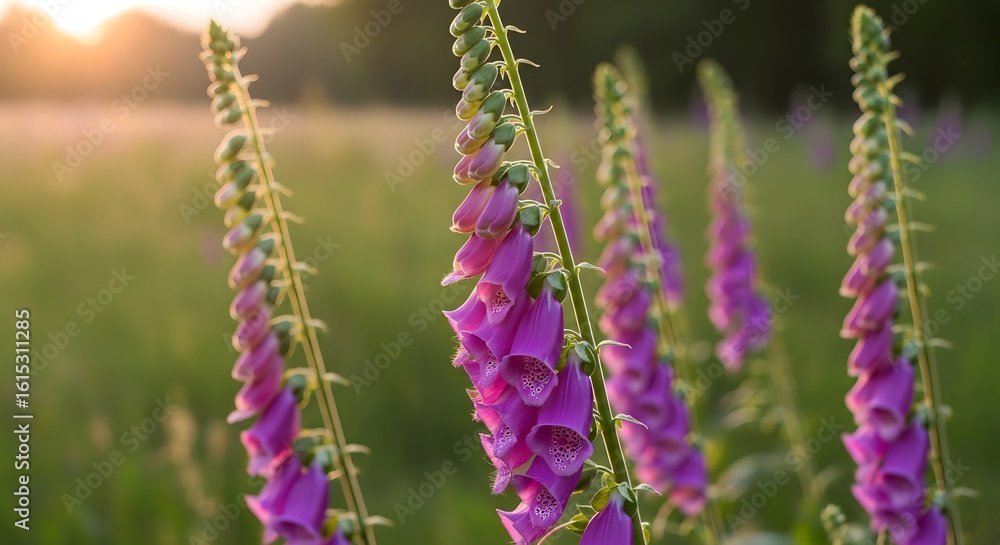 Obraz premium Purple Foxglove in Green Field