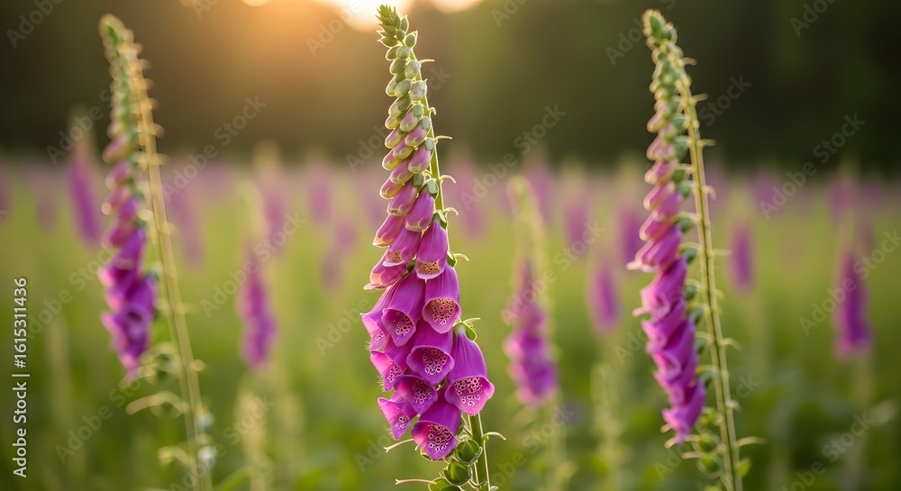 Fototapeta premium Purple Foxglove Flower Field