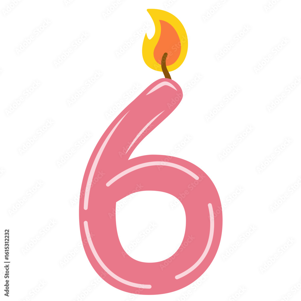 Fototapeta premium Birthday candle number six for celebrations and parties