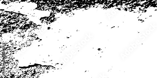Distress urban overlay spotted concrete grain surface grainy noise rust wall grunge black splatter and white background. damaged chalk crack rough ink wall texture.	
