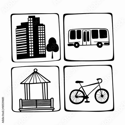 bus icon on square internet button