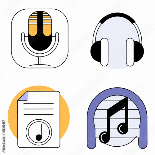 set of headphones icons