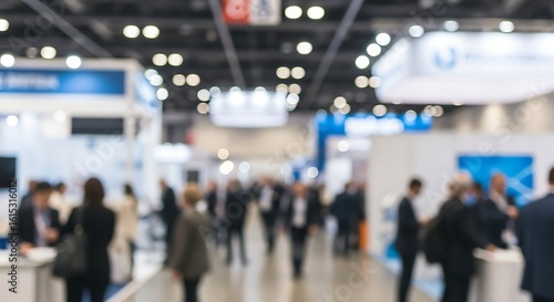 Blurred business convention or trade show exhibition event, corporate gathering