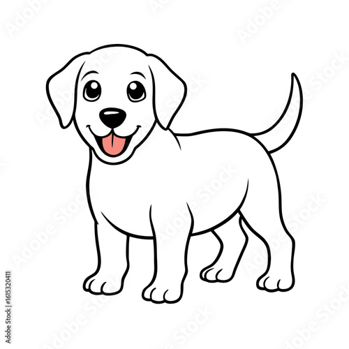ute Cartoon Dog Line Art Vector Adorable Puppy Outline for Coloring Pages, Kids Art & Pet Design