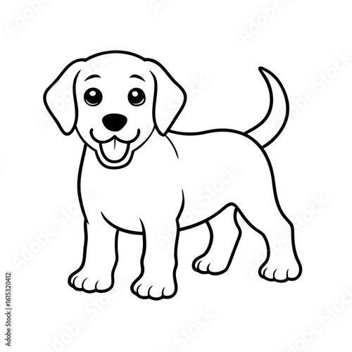 ute Cartoon Dog Line Art Vector Adorable Puppy Outline for Coloring Pages, Kids Art & Pet Design