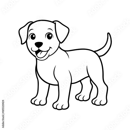 ute Cartoon Dog Line Art Vector Adorable Puppy Outline for Coloring Pages, Kids Art & Pet Design
