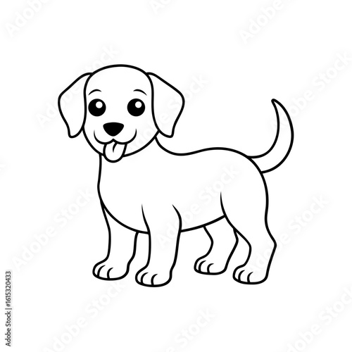 ute Cartoon Dog Line Art Vector Adorable Puppy Outline for Coloring Pages, Kids Art & Pet Design