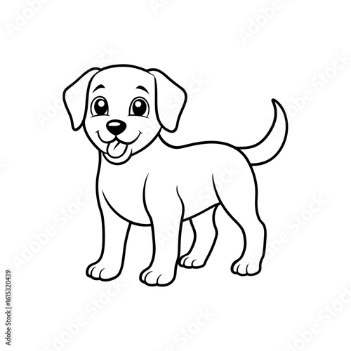 ute Cartoon Dog Line Art Vector Adorable Puppy Outline for Coloring Pages, Kids Art & Pet Design