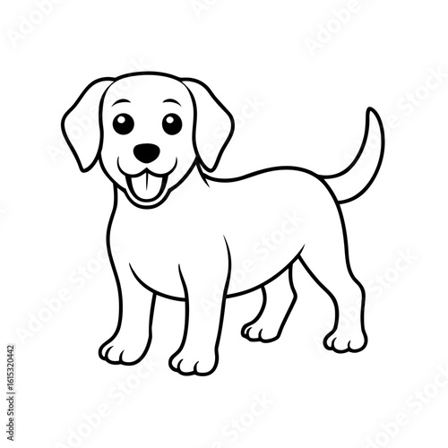 ute Cartoon Dog Line Art Vector Adorable Puppy Outline for Coloring Pages, Kids Art & Pet Design