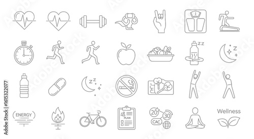 Wellness Line Icons A Vector Set for Health and Fitness Concepts