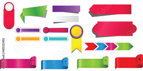 Shapes name ribbon labels stickers tittle text banner vectors 