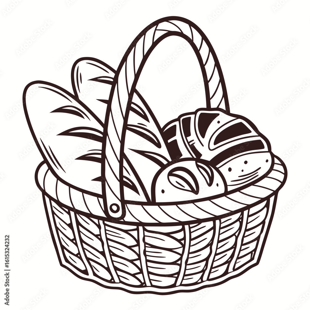 Fototapeta premium Basket with fruits vector illustration