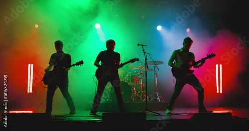 Silhouette band stage performance