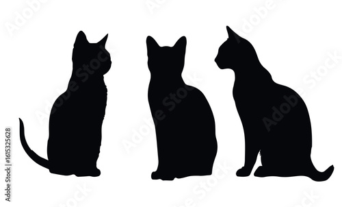 Elegant and versatile black silhouettes of cats for creative use. Concept suited for visual identity, pet store or themed gift wrap