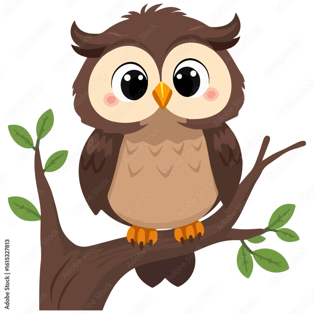 Fototapeta premium Simple Cute Chibi Owl Vector