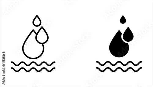 Skin hydration line outline icon set, vector illustration on white background.