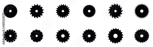Circular Saw blade silhouettes. Circular Saw Blade Silhouette for Carpentry Minimalist Circular Saw Blade Silhouette Vector Collection. Vector illustration