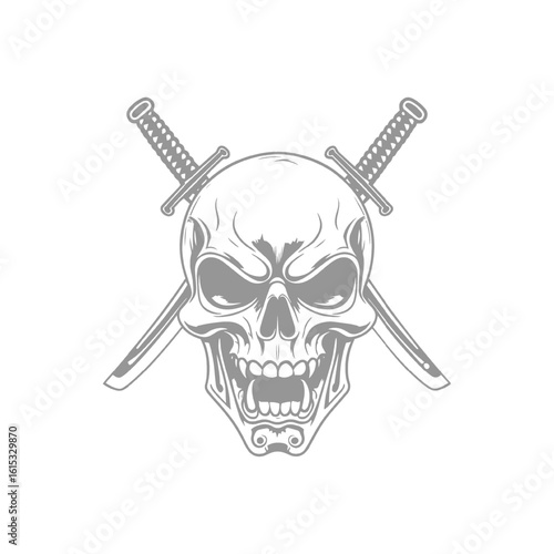 Skull with katana