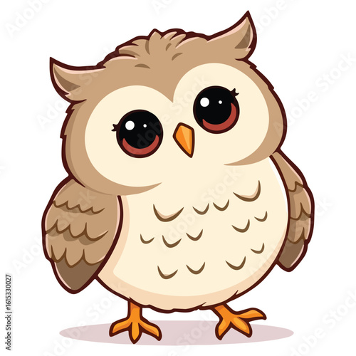 SImple Cute Chibi Shy Owl Vector
